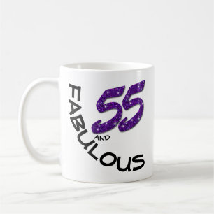 Faux Purple Glitter 55 and Fabulous Birthday Gift Coffee Mug