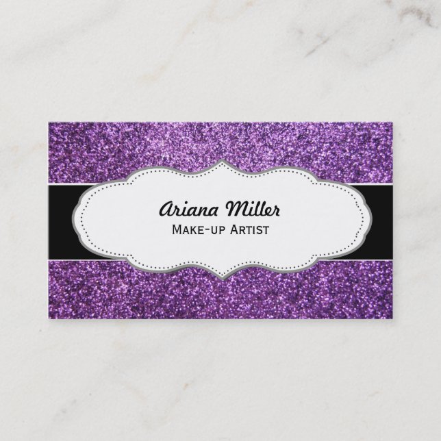 Faux Purple Glitter business cards (Front)