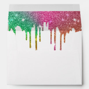 Faux purple Glitter Confetti Foil Sparkle Envelope