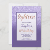 Faux purple glitter elegant chic 18th Birthday Invitation (Front)