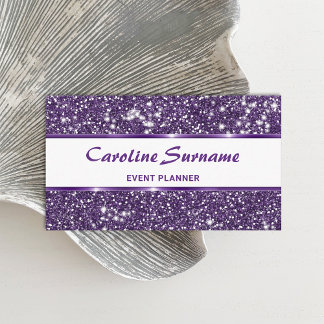 Faux Purple Glitter Glamorous Chic Event Planner Business Card