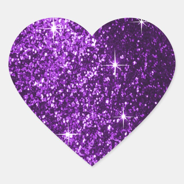 Faux Purple Glitter Heart Sticker (Front)