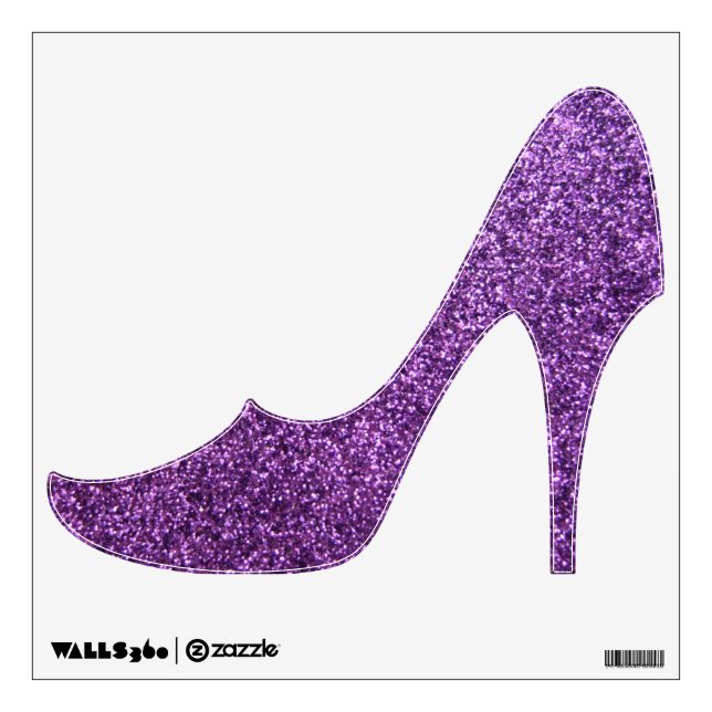 Faux Purple Glitter high heel shoe wall decal (Front)