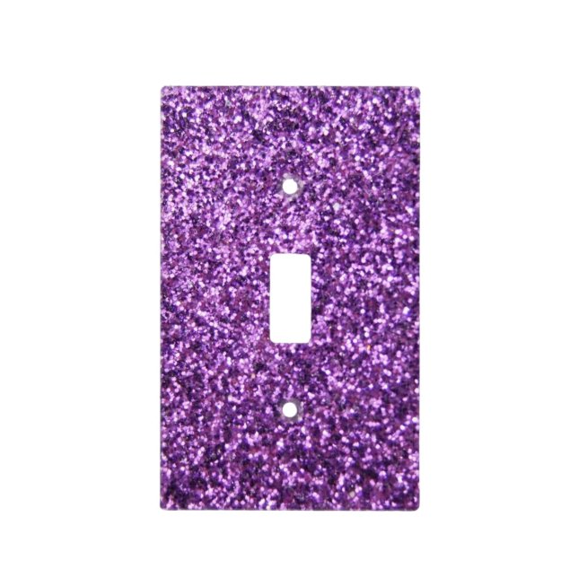 Faux Purple Glitter Light Switch Cover (Front)