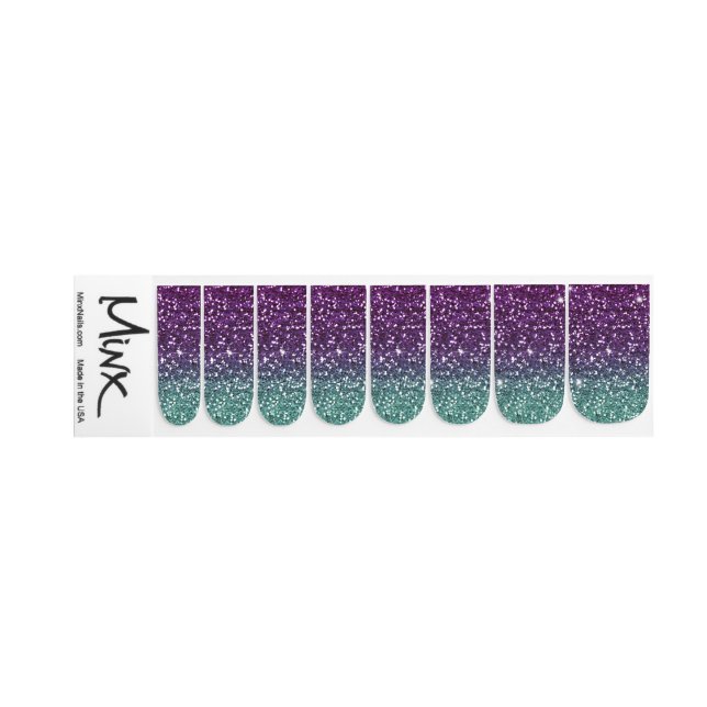 Faux purple glitter ombre minx nails minx nail wraps (Left Hand)