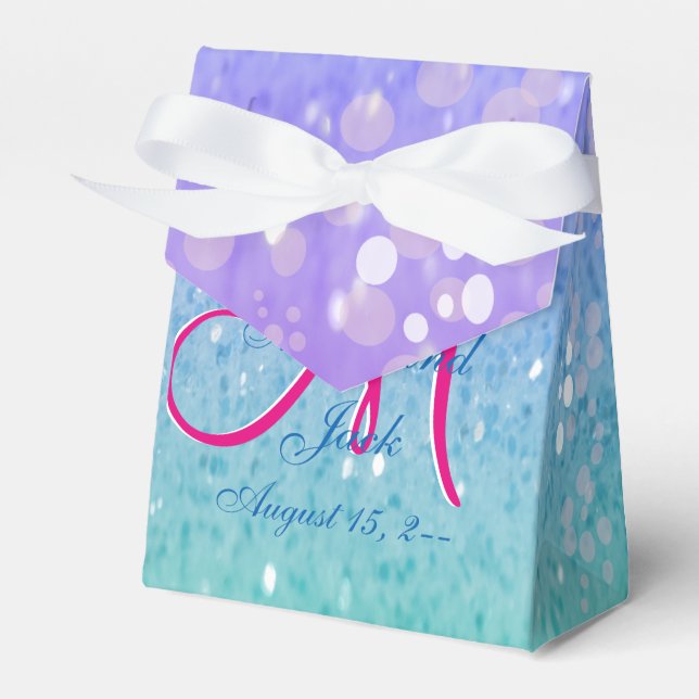 Faux Purple Glitter Patio Lantern Confetti  Glow Favor Boxes (Front Side)