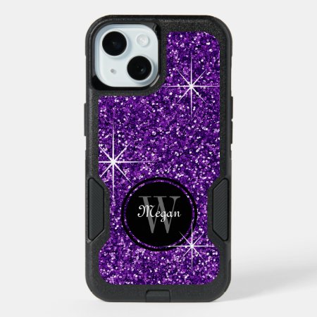 Faux Purple Glitter Personalized Iphone 15 Case