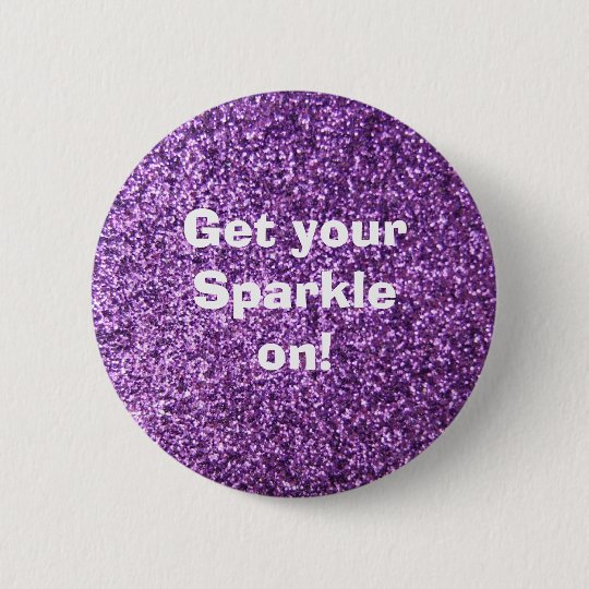 Faux Purple Glitter Pinback Button
