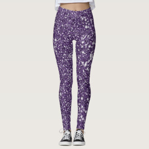 Faux Purple Glitter Texture Effect Leggings
