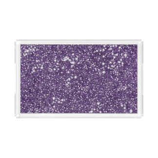 Faux Purple Glitter Texture Look Acrylic Tray