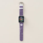 Faux Purple Glitter Texture Look &amp; Custom Monogram Apple Watch Band at Zazzle