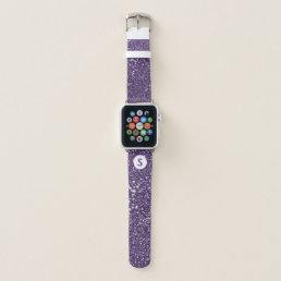 Faux Purple Glitter Texture Look &amp; Custom Monogram Apple Watch Band