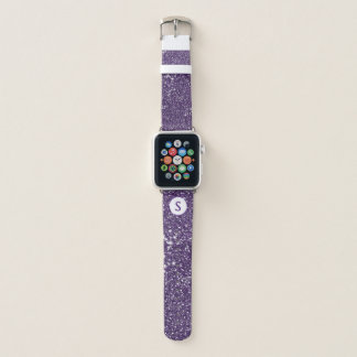 Faux Purple Glitter Texture Look & Custom Monogram Apple Watch Band
