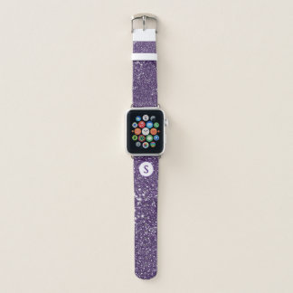 Faux Purple Glitter Texture Look &amp; Custom Monogram Apple Watch Band