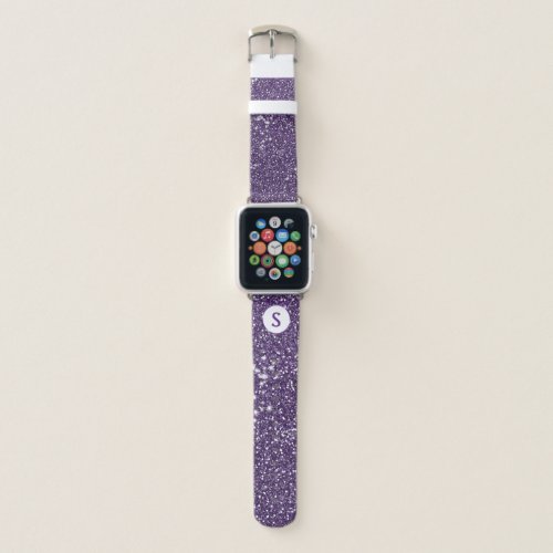 Faux Purple Glitter Texture Look  Custom Monogram Apple Watch Band
