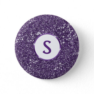 Faux Purple Glitter Texture Look &amp; Custom Monogram Button
