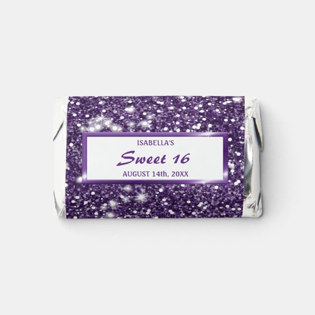 Faux Purple Glitter Texture Look & Custom Text Hershey's Miniatures (Front)
