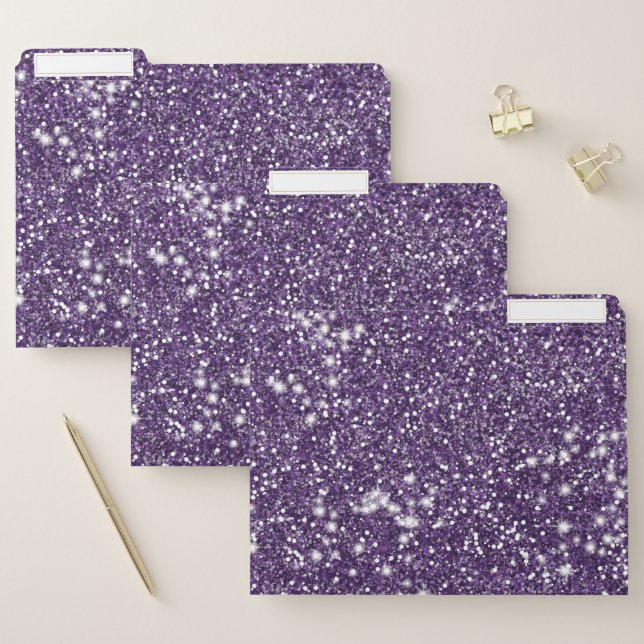 Faux Purple Glitter Texture Look File Folder (Set)