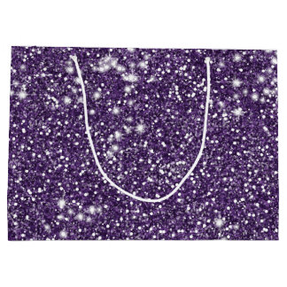 Faux Purple Glitter Texture Look Large Gift Bag