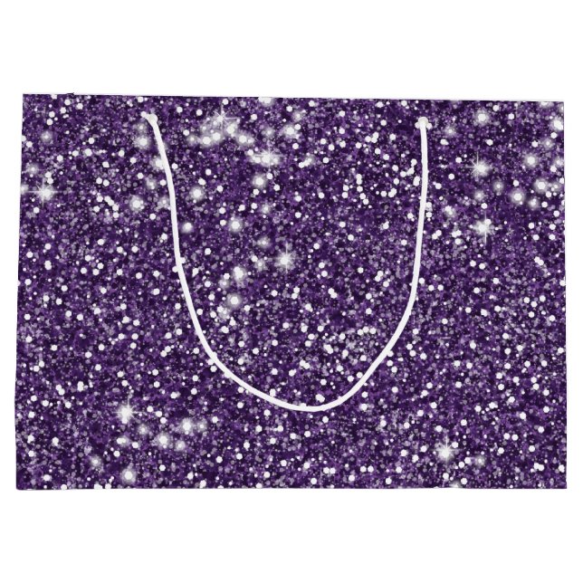 Faux Purple Glitter Texture Look Large Gift Bag (Back)
