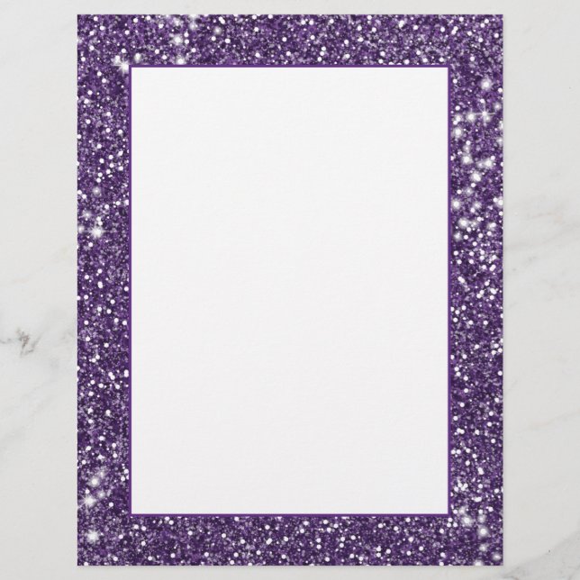 Faux Purple Glitter Texture Look Letterhead (Front)