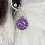 Faux Purple Glitter Texture Look & Pet's Info Pet ID Tag<br><div class="desc">Destei's digitally created purple glitter texture design. On the other side there are personalizable text areas for a name and for a phone number. PLEASE NOTICE: THERE IS NO REAL GLITTER ON THIS ITEM. THE DESIGN IS A DIGITAL IMAGE AND IT WILL BE PRINTED ON THE PRODUCT.</div>