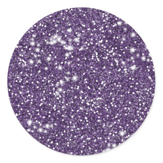 Faux Purple Glitter Texture Look - Printed Image - Classic Round Sticker