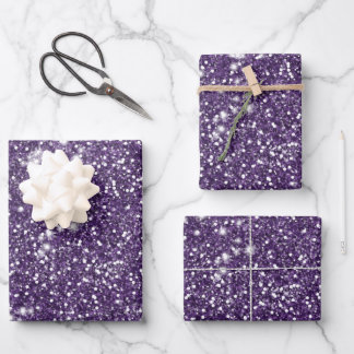Faux Purple Glitter Texture Look - Printed Image - Wrapping Paper Sheets