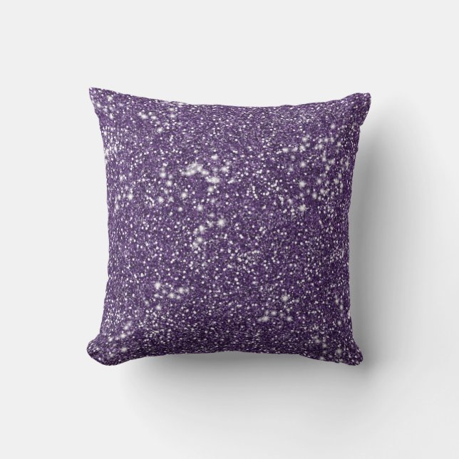 Faux Purple Glitter Texture Look Throw Pillow (Front)