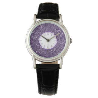 Faux Purple Glitter Texture Look Watch