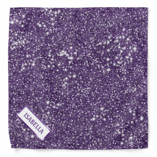 Faux Purple Glitter Texture Look With Custom Name Bandana
