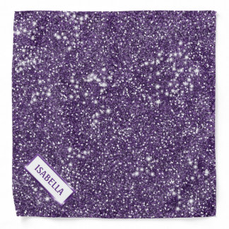 Faux Purple Glitter Texture Look With Custom Name Bandana