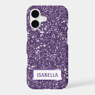 Faux Purple Glitter Texture Look With Custom Name iPhone 17 Case
