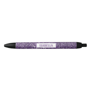 Faux Purple Glitter Texture Look With Custom Name Pen