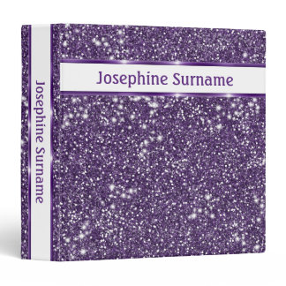 Faux Purple Glitter Texture Look With Custom Text 3 Ring Binder