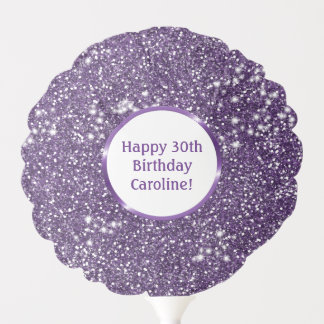 Faux Purple Glitter Texture Look With Custom Text Balloon