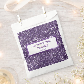 Faux Purple Glitter Texture Look With Custom Text Favor Bag