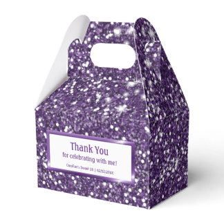 Faux Purple Glitter Texture Look With Custom Text Favor Box