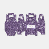 Faux Purple Glitter Texture Look With Custom Text Favor Boxes (Unfolded)