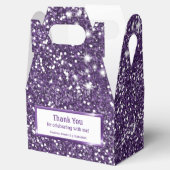 Faux Purple Glitter Texture Look With Custom Text Favor Boxes (Opened)