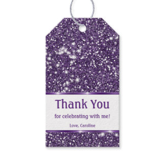 Faux Purple Glitter Texture Look With Custom Text Gift Tags