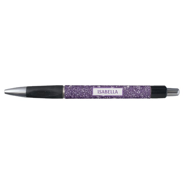 Faux Purple Glitter Texture Look With Custom Text Pen (Front)