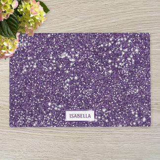 Faux Purple Glitter Texture Look With Name Placemat