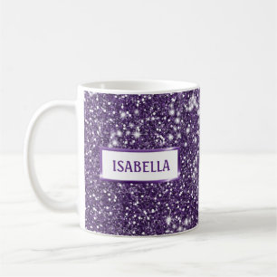 Faux Purple Glitter Texture Look With Your Name Coffee Mug