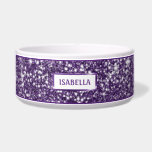 Faux Purple Glitter Texture Look & Your Pet's Name Bowl<br><div class="desc">Destei's digitally created purple glitter texture design together with a personalizable text area for a name. PLEASE NOTICE: THERE IS NO REAL GLITTER ON THIS ITEM. THE DESIGN IS A DIGITAL IMAGE AND IT WILL BE PRINTED ON THE PRODUCT.</div>
