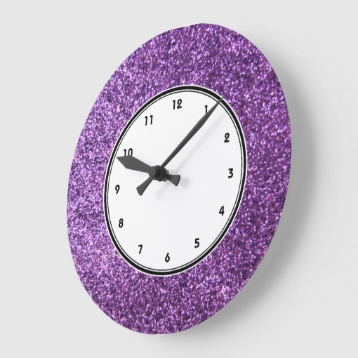 Faux Purple Glitter wall clock Zazzle
