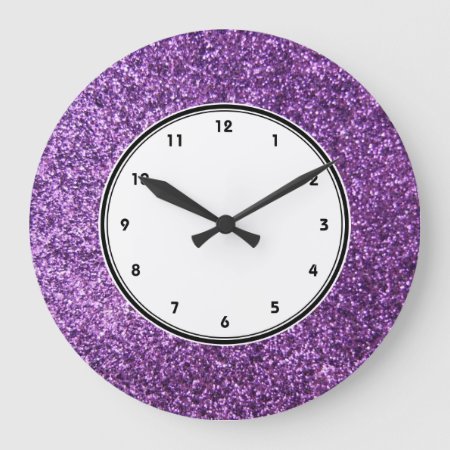 Faux Purple Glitter Wall Clock