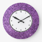 Faux Purple Glitter wall clock