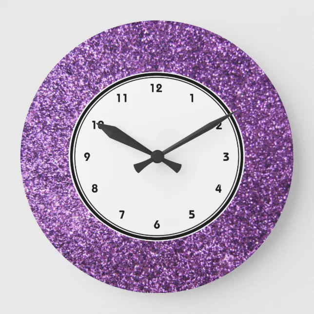 Faux Purple Glitter wall clock Zazzle