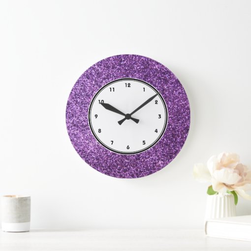 Faux Purple Glitter wall clock Zazzle